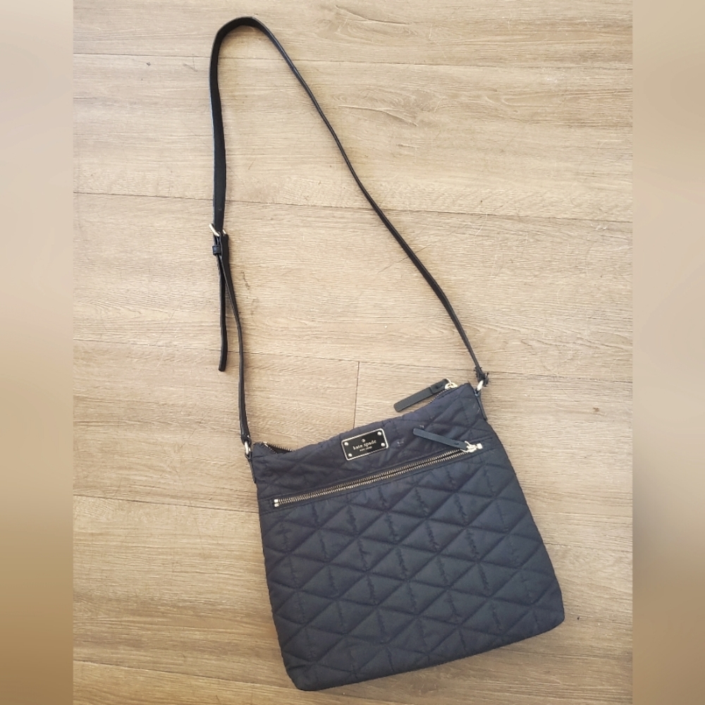 Kate Spade New York Black Quilted Nylon Crossbody Bag.